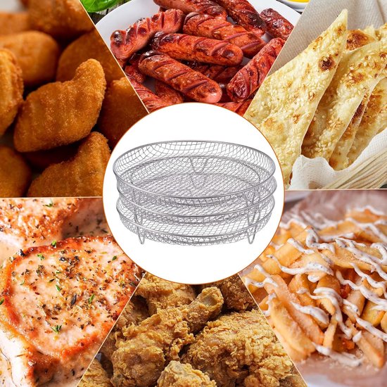 Multi-Layer Air Fryer Rack (3 Round Layers) - Air Fryer Baking Pan - Air Fryer Grid - 304 Stainless Steel - Safe To Use In Air Fryers, Steam Ovens, Regular Ovens And Dishwashers - 20.3 Cm - Silver – Nice N Cheap Variety Store Multi-Layer Air Fryer Rack (3 Round Layers) - Air Fryer Baking Pan - Air Fryer Grid - 304 Stainless Steel - Safe To Use In Air Fryers, Steam Ovens, Regular Ovens And Dishwashers - 20.3 Cm - Silver - Image 4