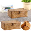 Natural Seagrass Storage Baskets For Organizing, Rectangular Storage Basket With Lid, Wicker Woven Basket For Storage, Decorative Boxes Bins With Lids Home Organizer Decor, 10.2X6.3X3.9 10.2&Quot; X 6.3&Quot; X 3.9&Quot; Khaki Product Image Nice N Cheap Variety Store