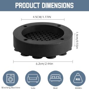 Washing Machine Vibration Dampers - Washing Machine Feet - Anti-Vibration Pads - Appliance Accessories - Sound Dampener - Washing Machine Riser - Anti-Slip Mat - Dryer Accessories - Vibration Damper - Floor Protection - Washing Machine Damper - Black - Pa - Image 2