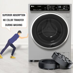 Washing Machine Vibration Dampers - Washing Machine Feet - Anti-Vibration Pads - Appliance Accessories - Sound Dampener - Washing Machine Riser - Anti-Slip Mat - Dryer Accessories - Vibration Damper - Floor Protection - Washing Machine Damper - Black - Pa - Image 3