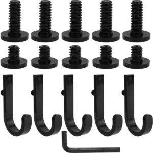 Set of 16 Storage Hooks for Suncast, 5 Black J-Shaped Tool Hooks Organizer with Long Wrench Short Screw Compatible with Suncast/Craftsman Storage Accessories