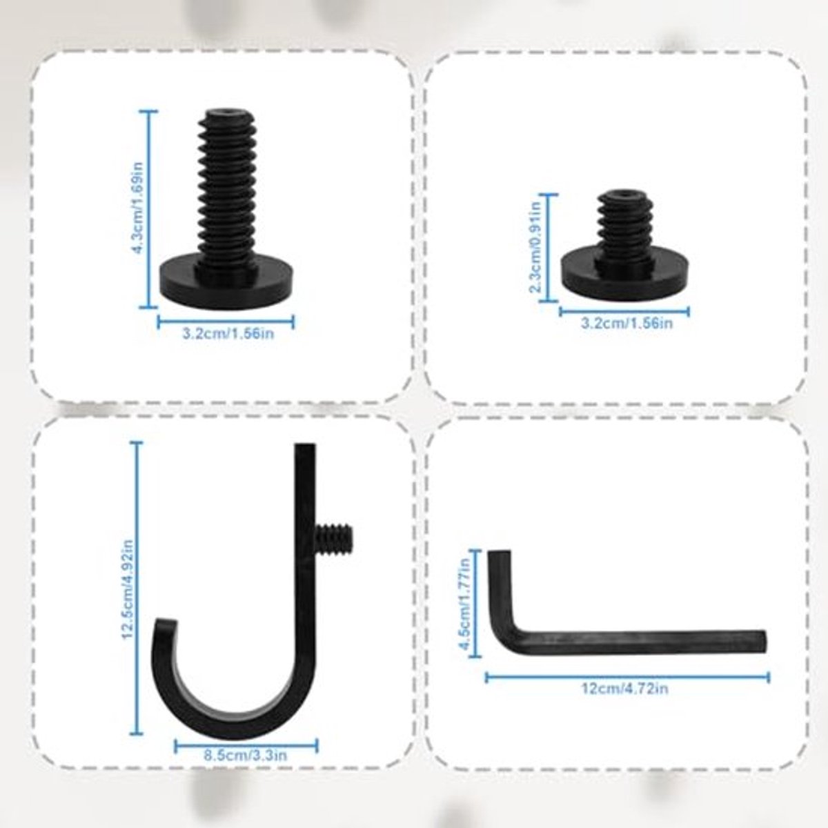 Set Of 16 Storage Hooks For Suncast, 5 Black J-Shaped Tool Hooks Organizer With Long Wrench Short Screw Compatible With Suncast/Craftsman Storage Accessories – Nice N Cheap Variety Store Set Of 16 Storage Hooks For Suncast, 5 Black J-Shaped Tool Hooks Organizer With Long Wrench Short Screw Compatible With Suncast/Craftsman Storage Accessories - Image 5