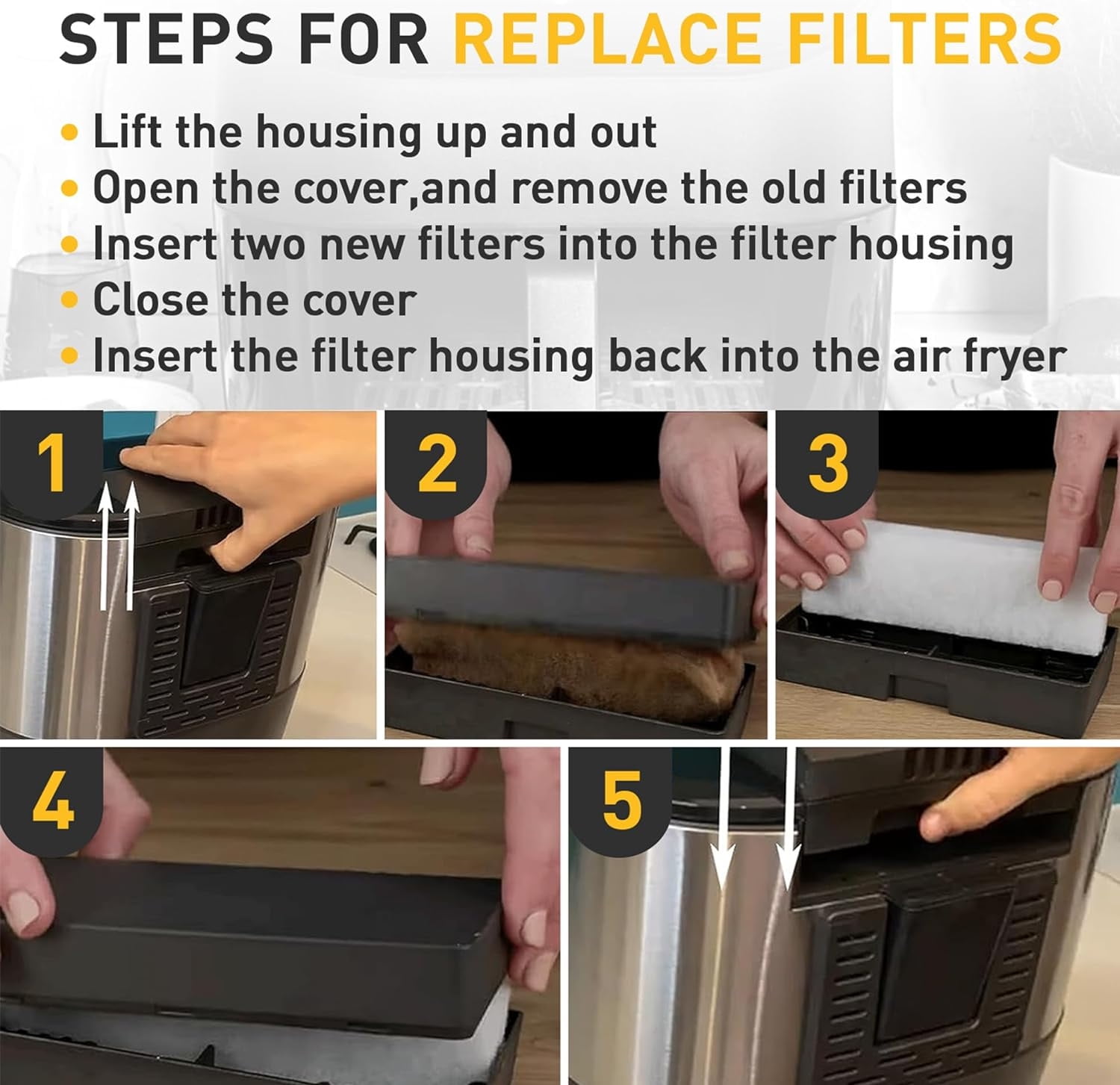 12 Pcs Replacement Odor Erase Air Filters,White Replacement Filters For 6Qt Instant Vortex Plus Air Fryer With Clearcook – Nice N Cheap Variety Store 12 Pcs Replacement Odor Erase Air Filters,White Replacement Filters For 6Qt Instant Vortex Plus Air Fryer With Clearcook - Image 3