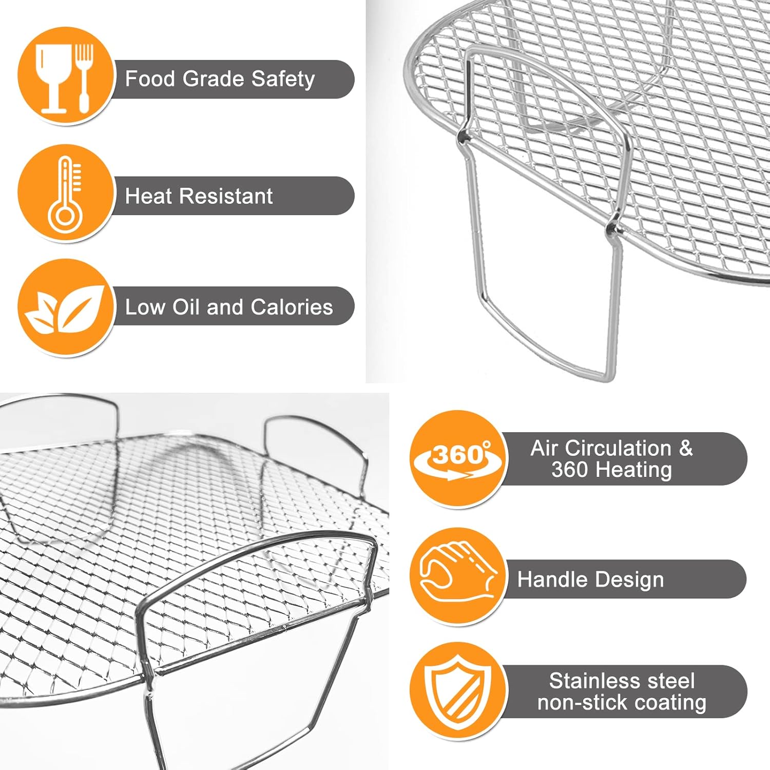 Square Air Fryer Rack - Air Fryer Baking Pan - Air Fryer Accessories - Stainless Steel - 20 Cm – Nice N Cheap Variety Store Square Air Fryer Rack - Air Fryer Baking Pan - Air Fryer Accessories - Stainless Steel - 20 Cm - Image 2
