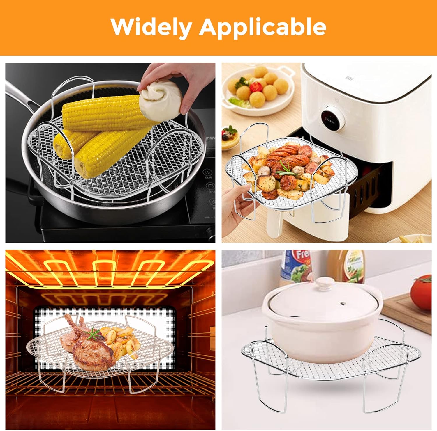 Square Air Fryer Rack - Air Fryer Baking Pan - Air Fryer Accessories - Stainless Steel - 20 Cm – Nice N Cheap Variety Store Square Air Fryer Rack - Air Fryer Baking Pan - Air Fryer Accessories - Stainless Steel - 20 Cm - Image 4