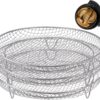 Multi-Layer Air Fryer Rack (3 Round Layers) - Air Fryer Baking Pan - Air Fryer Grid - 304 Stainless Steel - Safe To Use In Air Fryers, Steam Ovens, Regular Ovens And Dishwashers Product Image Nice N Cheap Variety Store