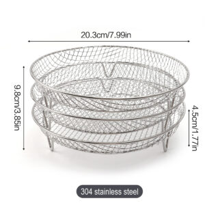 Multi-Layer Air Fryer Rack (3 Round Layers) - Air Fryer Baking Pan - Air Fryer Grid - 304 Stainless Steel - Safe To Use In Air Fryers, Steam Ovens, Regular Ovens And Dishwashers - Image 8