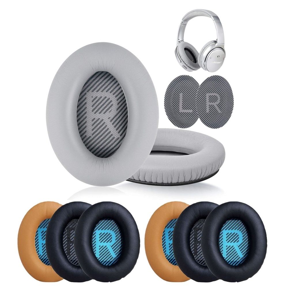 Bose Qc35 Replacement Ear Pads Black – Nice N Cheap Variety Store Pair Of Premium Black Bose Qc35 Replacement Ear Pads Showing The Plush Leather Exterior.