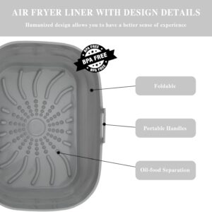 Rectangle Air Fryer Liner, Reusable Silicone Round Air Fryer Pot,Non-Stick Oil Filter Design 100% Food-Grade Kitchen Mat, 20Cm Large Replacement Accessories For Air Fryer(Grey) - Image 6