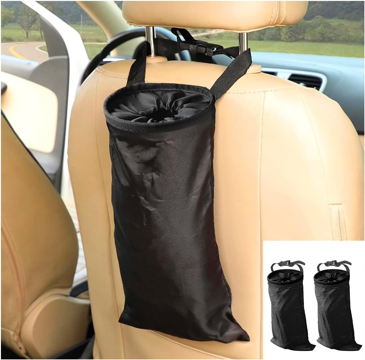 2Pcs Car Trash Bag, Auto Portable Trash Can Universal Hanging Car Garbage Bag, Waterproof Garbage Can With Elastic Opening, Car Organizer Auto Accessories For Car, Home, Outdoor – Nice N Cheap Variety Store 2Pcs Car Trash Bag, Auto Portable Trash Can Universal Hanging Car Garbage Bag, Waterproof Garbage Can With Elastic Opening, Car Organizer Auto Accessories For Car, Home, Outdoor
