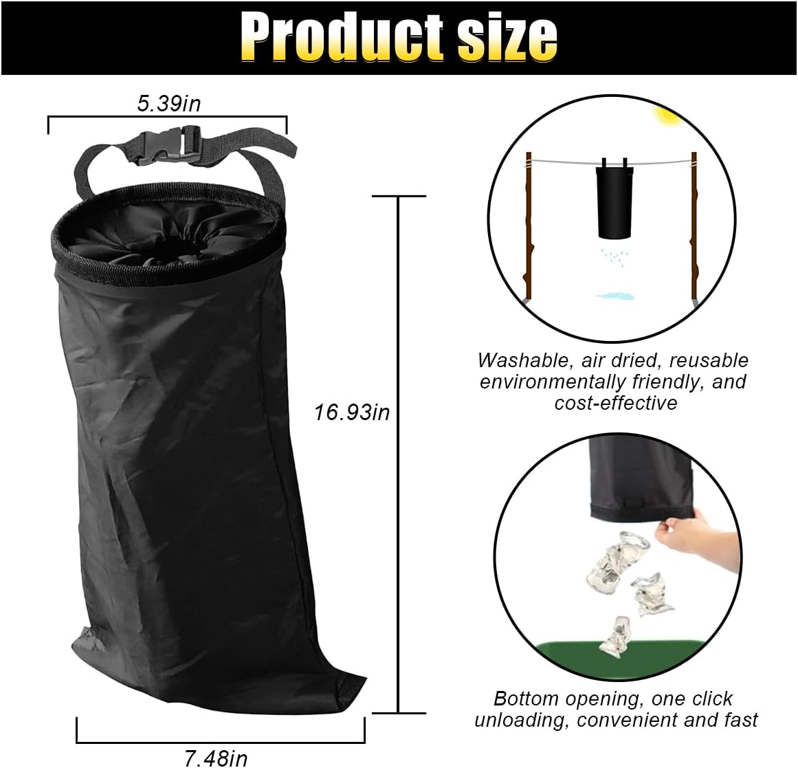 2Pcs Car Trash Bag, Auto Portable Trash Can Universal Hanging Car Garbage Bag, Waterproof Garbage Can With Elastic Opening, Car Organizer Auto Accessories For Car, Home, Outdoor – Nice N Cheap Variety Store 2Pcs Car Trash Bag, Auto Portable Trash Can Universal Hanging Car Garbage Bag, Waterproof Garbage Can With Elastic Opening, Car Organizer Auto Accessories For Car, Home, Outdoor - Image 2