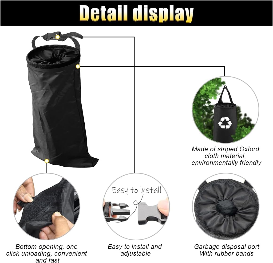 2Pcs Car Trash Bag, Auto Portable Trash Can Universal Hanging Car Garbage Bag, Waterproof Garbage Can With Elastic Opening, Car Organizer Auto Accessories For Car, Home, Outdoor – Nice N Cheap Variety Store 2Pcs Car Trash Bag, Auto Portable Trash Can Universal Hanging Car Garbage Bag, Waterproof Garbage Can With Elastic Opening, Car Organizer Auto Accessories For Car, Home, Outdoor - Image 3