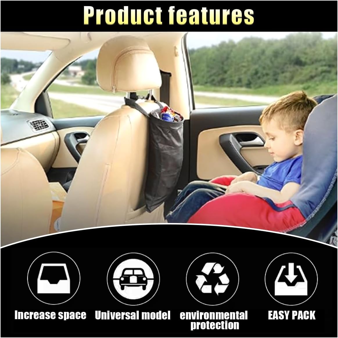 2Pcs Car Trash Bag, Auto Portable Trash Can Universal Hanging Car Garbage Bag, Waterproof Garbage Can With Elastic Opening, Car Organizer Auto Accessories For Car, Home, Outdoor – Nice N Cheap Variety Store 2Pcs Car Trash Bag, Auto Portable Trash Can Universal Hanging Car Garbage Bag, Waterproof Garbage Can With Elastic Opening, Car Organizer Auto Accessories For Car, Home, Outdoor - Image 4