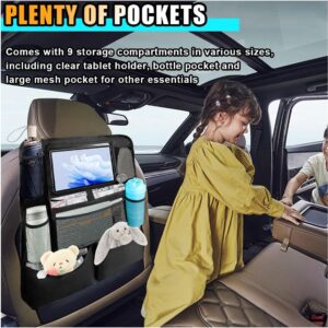 2Pcs Car Backseat Organizer, Automotive Kick Mats Back Seat Protector For Kids, Vehicle Storage Organizer With 9 Pockets &Amp; Touch Screen Tablet Holder, Auto Travel Accessories For Truck Suv (Black) - Image 5