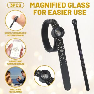 3-Pack Ring Sizer Measuring Tool with Magnifier, 1-17 USA Ring Size Measurer - Reusable Ring Finger Sizer Gauge Measure Tool -Jewelry Sizing Tools - Clear and Intuitive Reading