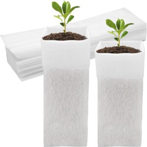 60Pcs Nursery Grow Bags, Biodegradable Non-Woven Fabric Plant Bags, Seedlings Growing Pots for Vegetable Flowers Fruits Tree Planting (12.2 3.3 Inches)