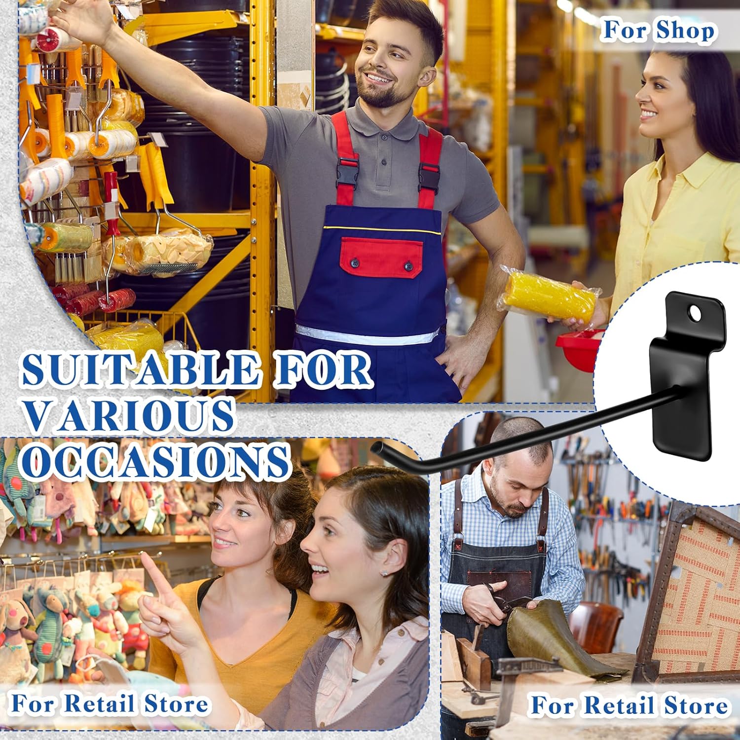 200 Pcs 6 Inches Slatwall Hooks Accessories Black Slat Wall Hanging Hangers Metal Retail Hooks Shelf Brackets Pegs For Pegboard Garage Display – Nice N Cheap Variety Store 200 Pcs 6 Inches Slatwall Hooks Accessories Black Slat Wall Hanging Hangers Metal Retail Hooks Shelf Brackets Pegs For Pegboard Garage Display - Image 4