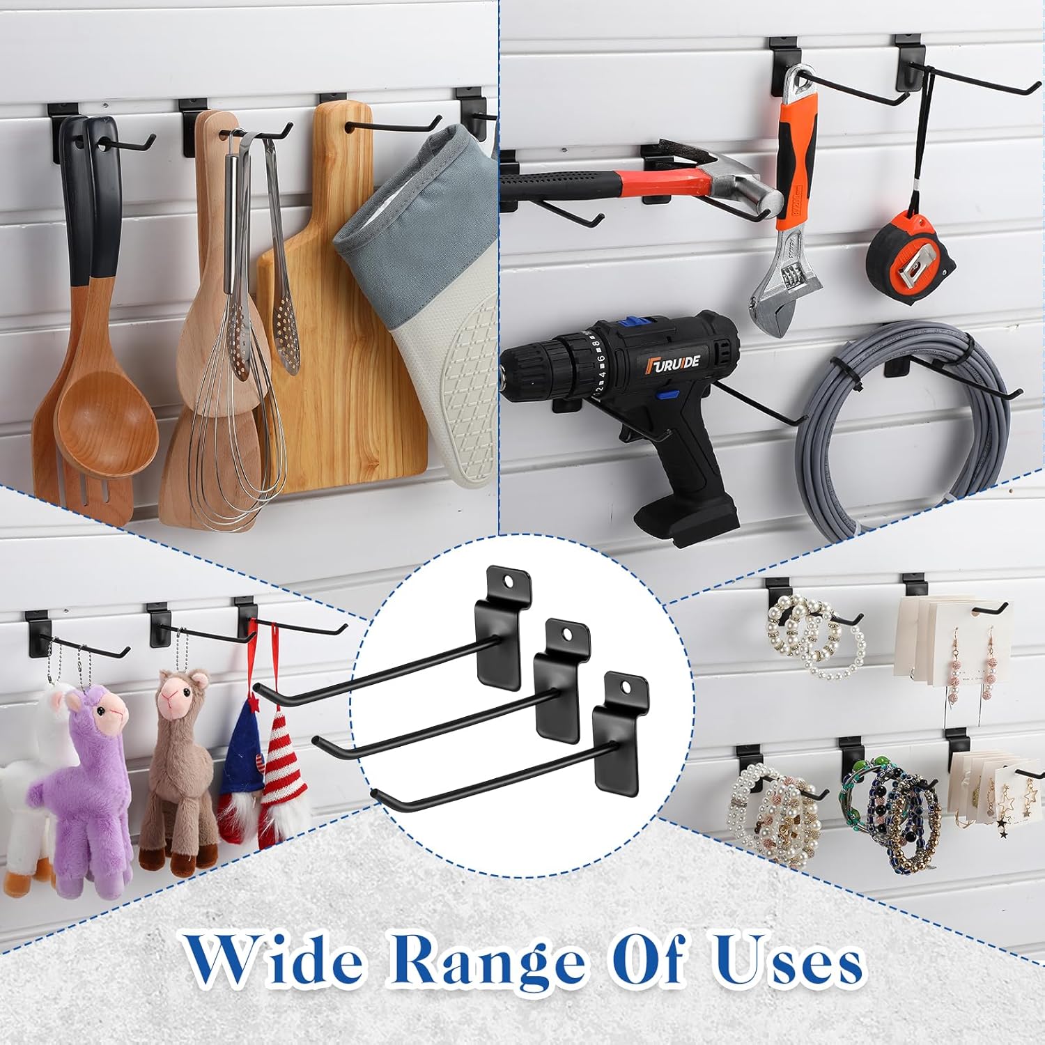 200 Pcs 6 Inches Slatwall Hooks Accessories Black Slat Wall Hanging Hangers Metal Retail Hooks Shelf Brackets Pegs For Pegboard Garage Display – Nice N Cheap Variety Store 200 Pcs 6 Inches Slatwall Hooks Accessories Black Slat Wall Hanging Hangers Metal Retail Hooks Shelf Brackets Pegs For Pegboard Garage Display - Image 5