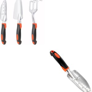 Garden Tools Set, 3 Pack Heavy Duty Gardening Tools Set Include Garden Shovel + Garden Shovel Trowel Garden Tool with Measurement Mark, Heavy Duty Gardening Shovel Hand Tools