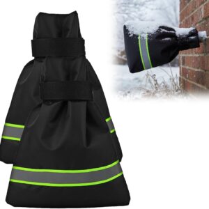 Outdoor Faucet Covers for Winter Freeze Protection, 9.8" x 6.3" Reable Waterproof Insulated Spigot Covers, Easy-toe Hose Bib Socks for Outdoor Faucets, Pipes & Spigots (Green, 2 PCS)