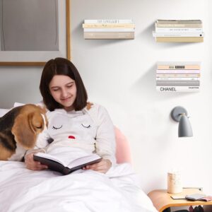 Invisible Floating Bookshelf - Modern White Wall Mount Metal Shelves For Room, Bedroom Bookcase, Small Bookshelf With Minimalist Design, Sleek Storage For Books &Amp; Decoratives（6Pcs） - Image 2