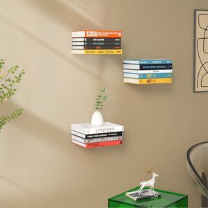 Invisible Floating Bookshelf - Modern White Wall Mount Metal Shelves For Room, Bedroom Bookcase, Small Bookshelf With Minimalist Design, Sleek Storage For Books &Amp; Decoratives（6Pcs） - Image 4