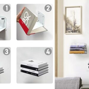 Invisible Floating Bookshelf - Modern White Wall Mount Metal Shelves For Room, Bedroom Bookcase, Small Bookshelf With Minimalist Design, Sleek Storage For Books &Amp; Decoratives（6Pcs） - Image 5