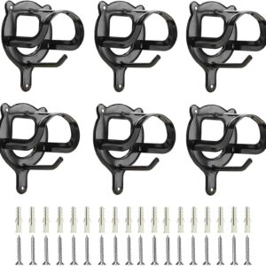 6 Counts Horse Bridle Rack Bracket Hooks Metal Halter Hanger with Tubes and Screws for Barn Supplies, Black -
