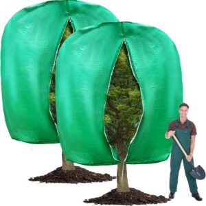 2pcs Huge Plant Covers Freeze Protection, 95"x83" Winter Tree Cover with Zipper Drawstring Thickened Frost Blanket Cloth Outside Plants Wrap Bag Garden for Potted Shrubs Flower Fruit