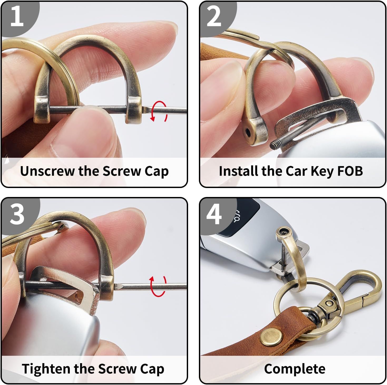Leather Car Keychain Holder With Carabiner Clip – Nice N Cheap Variety Store Leather Car Keychain