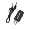 Mini 3.5Mm Usb Bluetooth Wireless Audio Receiver Black – Nice N Cheap Variety Store Mini 3.5Mm Usb Bluetooth Wireless Audio Receiver Black Standing Beside Its Auxiliary Cable