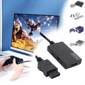 Wii to HDMI video converter adapter with 3.5mm audio jack in black ABS finish