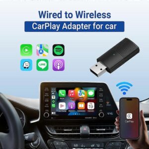 Mini Wireless Carplay Adapter Wired To Wireless Dongle – Nice N Cheap Variety Store Wireless Carplay Adapter Dongle Plugged Into A Vehicle Console Usb Port