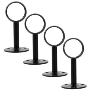 Four matte black stainless steel ceiling curtain rod brackets hardware set