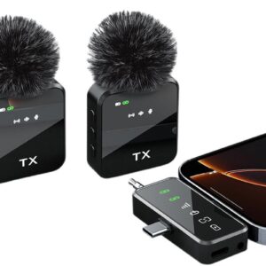 3-in-1 Wireless Lavalier Microphone dual transmitters and receiver kit