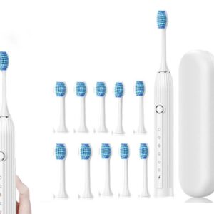 Electric Toothbrush With 10 Brush Heads And Travel Case Rechargeable Toothbrush Sets -White – Nice N Cheap Variety Store Electric Toothbrush With 10 Brush Heads And Travel Case Rechargeable Toothbrush Sets -White - Image 2