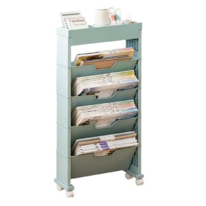 Classroom Bookshelf Multilayer with Universal Wheel Book Storage Shelving for Living Room