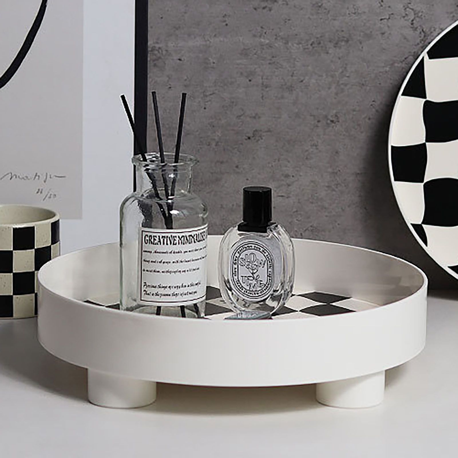 Checkerboard Storage Tray White Small – Nice N Cheap Variety Store Checkerboard Storage Tray