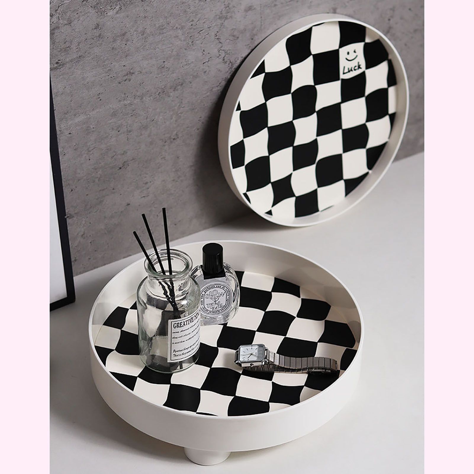 Checkerboard Storage Tray White Small – Nice N Cheap Variety Store Checkerboard Storage Tray