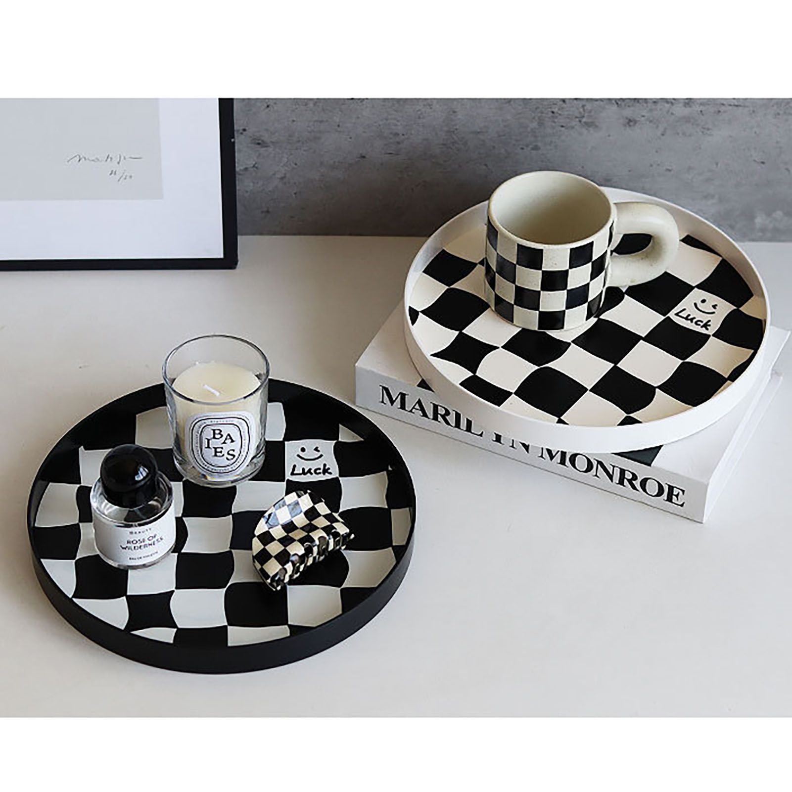 Checkerboard Storage Tray White Small – Nice N Cheap Variety Store Checkerboard Storage Tray