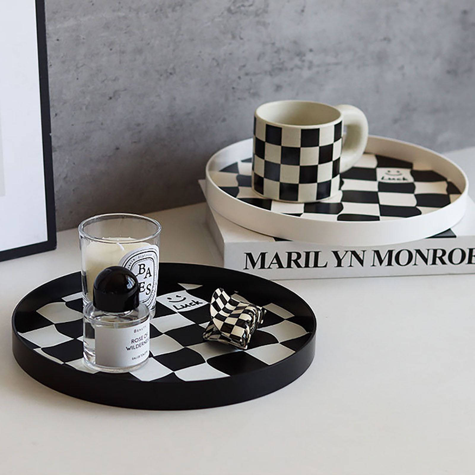 Checkerboard Storage Tray White Small – Nice N Cheap Variety Store Checkerboard Storage Tray