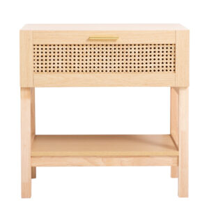Casa Decor Santiago Rattan Bedside Table Drawers Table Nightstand Cabinet Oak