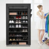 9 Tier Shoe Rack Portable Storage Cabinet Organiser Portable Wardrobe W/ Cover Black Product Image Nice N Cheap Variety Store