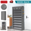 9 Tier Shoe Rack Portable Storage Cabinet Organiser Portable Wardrobe W/ Cover Gray Product Image Nice N Cheap Variety Store
