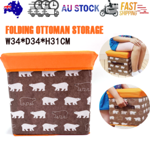 Folding Ottoman Storage Stool Cube Footstool Stool Blanket Box With Cover AU