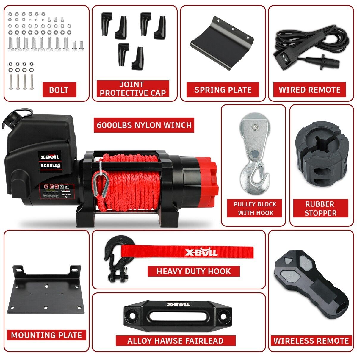X-Bull Electric Winch 12V 6000Lbs Synthetic Rope Wireless Remote Atv Utv Boat Trailer 4Wd – Nice N Cheap Variety Store X-Bull Electric Winch 12V 6000Lbs Synthetic Rope Wireless Remote Atv Utv Boat Trailer 4Wd - Image 3