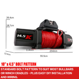 X-Bull 14500Lbs Electric Winch 12V Synthetic Rope With Recovery Tracks Gen3.0 Red - Image 4
