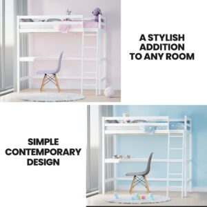 Kingston Slumber Wooden Kids Single Loft Bed Frame With Desk - White – Nice N Cheap Variety Store Kingston Slumber Wooden Kids Single Loft Bed Frame With Desk - White - Image 2