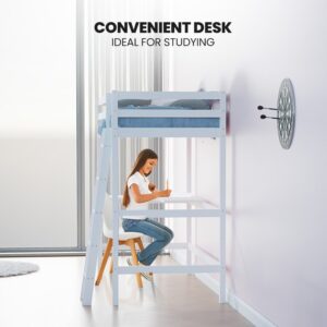 Kingston Slumber Wooden Kids Single Loft Bed Frame With Desk - White – Nice N Cheap Variety Store Kingston Slumber Wooden Kids Single Loft Bed Frame With Desk - White - Image 8