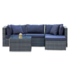 London Rattan 4 Seater Modular Outdoor Lounge Setting With Coffee Table, Ottoman, Grey Product Image Nice N Cheap Variety Store